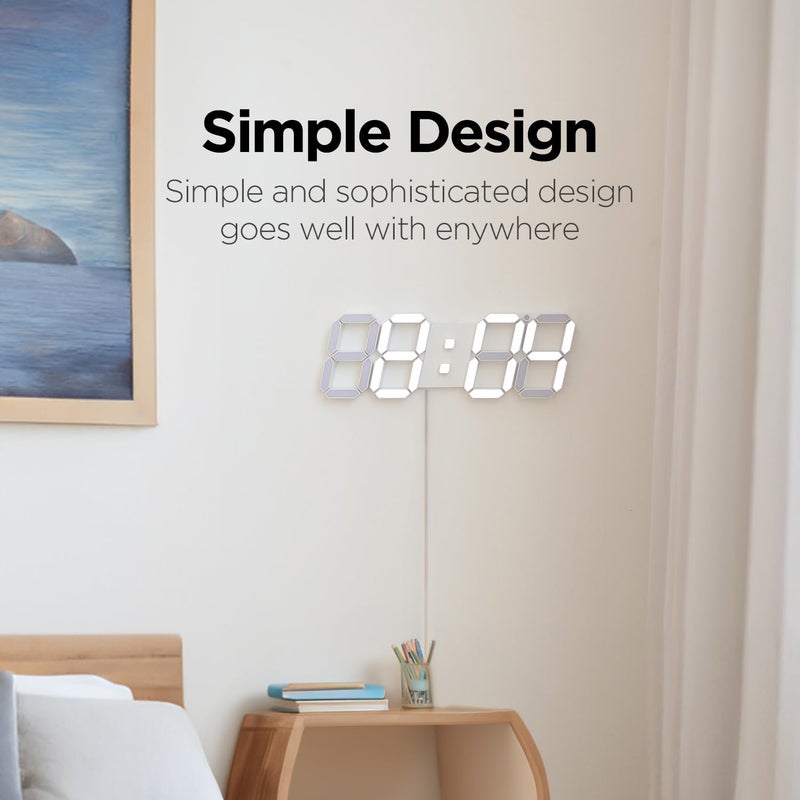 mooas 3D LED Clock, Multi-Function LED Clock (Calendar, Alarm, Temperature) (15.3" Big Plus White Wall Clock with Remote Control) - Image 2